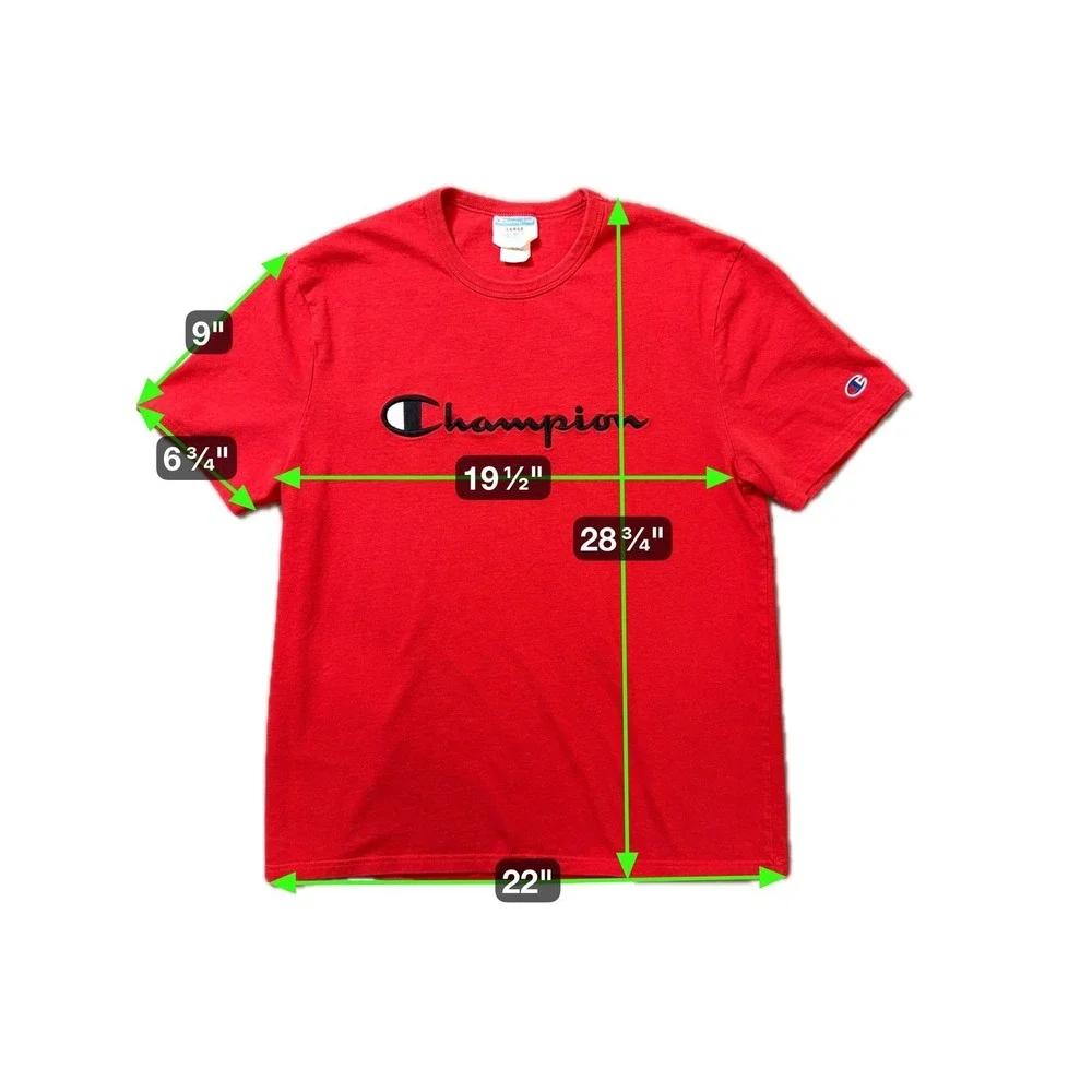 Champion Shirt Mens Large Red Script Logo Graphic Tee 100% Cotton Short Sleeve - Picture 3 of 5